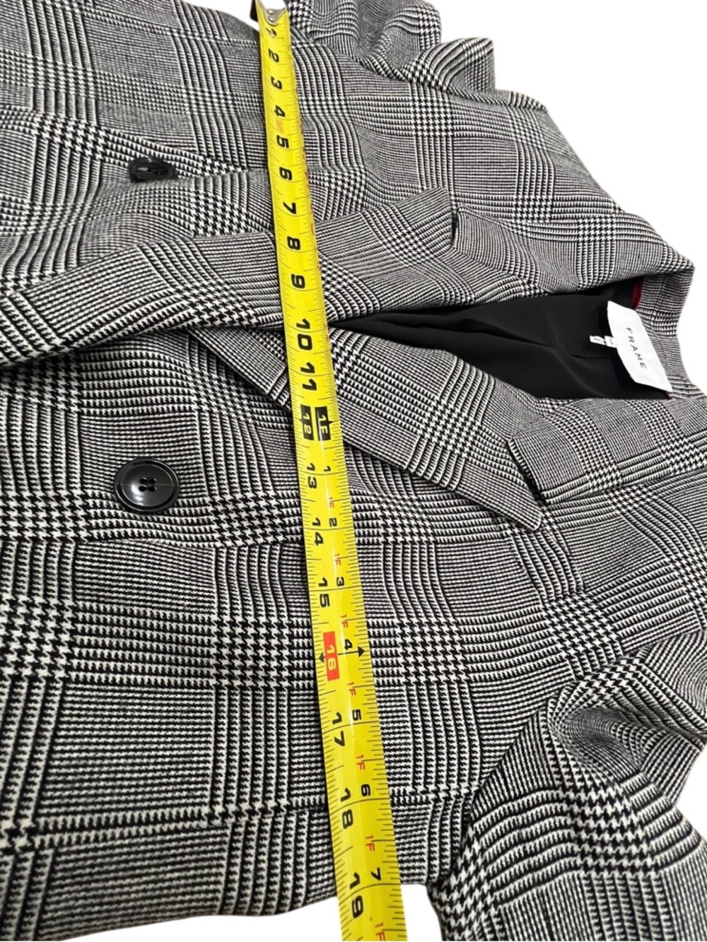 Frame Double Breasted Houndstooth Plaid Blazer in Noir Multi Size Medium - Picture 12 of 12